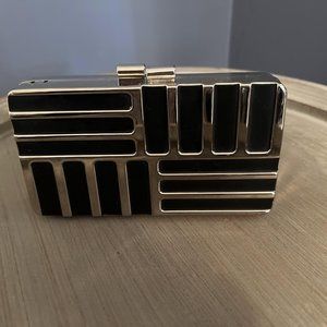 Black and Silver Metal Clutch Purse